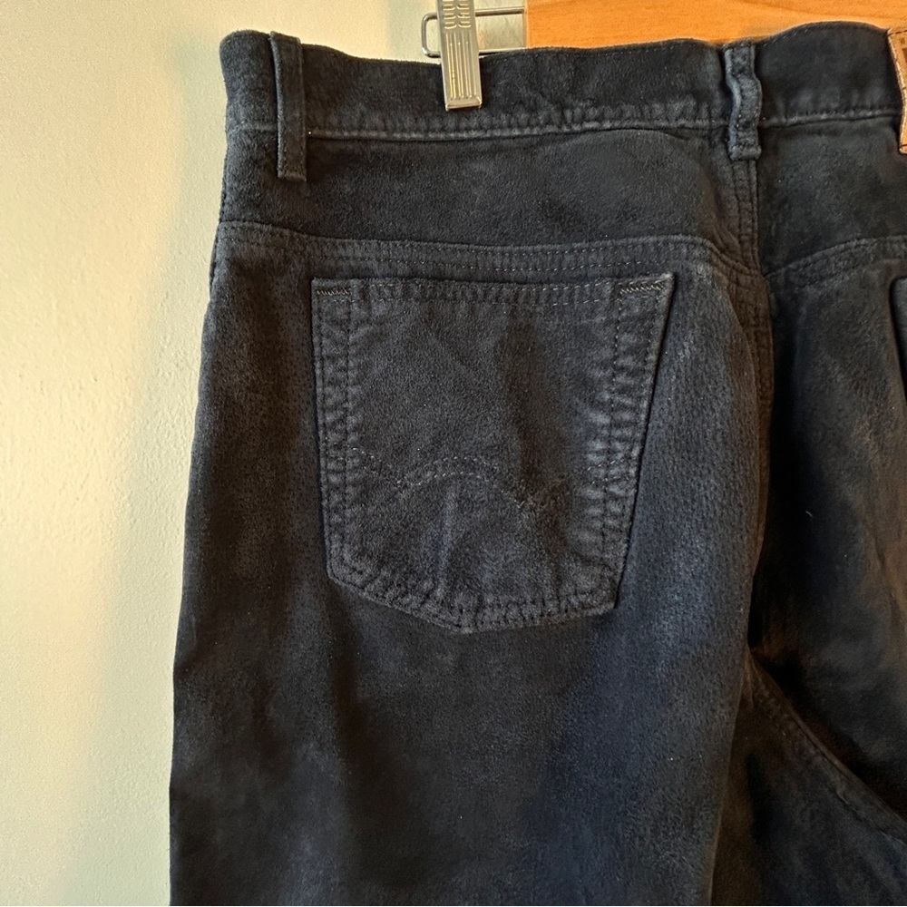 Vintage Wash 2 Wear W2W Mens Size 36 Suede Pants Machine Washable Navy Blue Pant - Picture 6 of 14